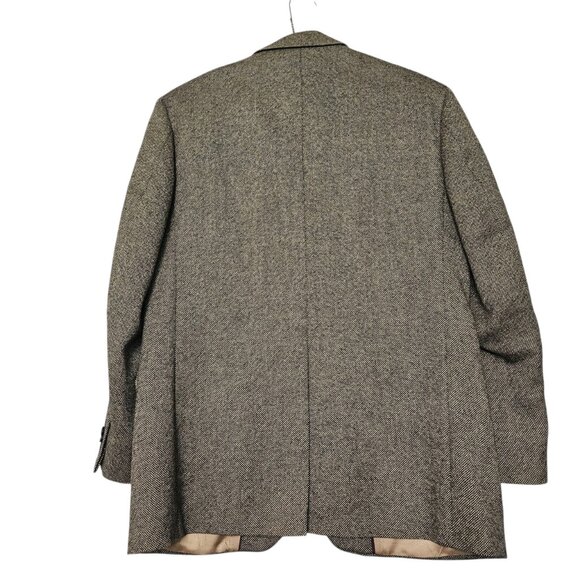 Lands'End 100% Lambswool Men's Tweet Blazer SZ 40R Black/Beige Sport Coat Preppy - Picture 2 of 15